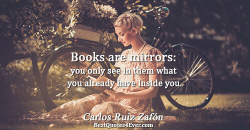 Books are mirrors: you only see in them what you already have inside you.. Carlos Ruiz