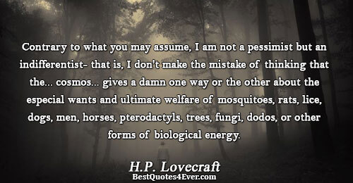 Contrary to what you may assume, I am not a pessimist but an indifferentist- that is,