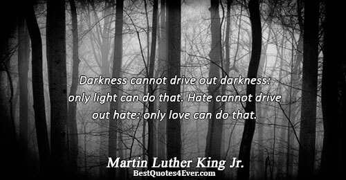 Darkness cannot drive out darkness: only light can do that. Hate cannot drive out hate: only