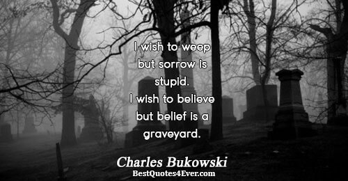 I wish to weep but sorrow is stupid. I wish to believe but belief is a