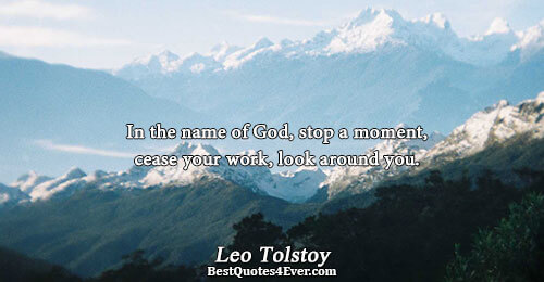 In the name of God, stop a moment, cease your work, look around you.. Leo Tolstoy