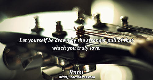 Let yourself be drawn by the stronger pull of that which you truly love.. Rumi Love