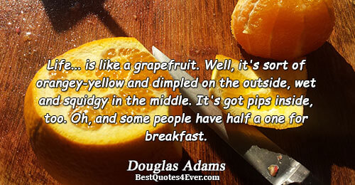 Life... is like a grapefruit. Well, it's sort of orangey-yellow and dimpled on the outside, wet