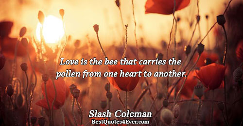 Love is the bee that carries the pollen from one heart to another.. Slash Coleman Famous