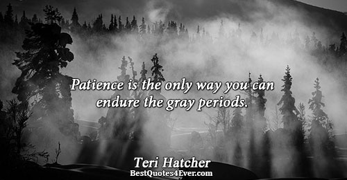 Patience is the only way you can endure the gray periods.. Teri Hatcher 