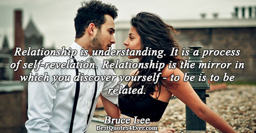 Relationship is understanding. It is a process of self-revelation. Relationship is the mirror in which you