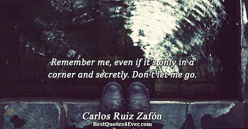 Remember me, even if it's only in a corner and secretly. Don't let me go.. Carlos