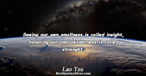 Seeing our own smallness is called insight, honoring our own tenderness is called strenght.. Lao Tzu