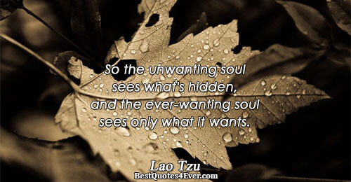 So the unwanting soul sees what's hidden, and the ever-wanting soul sees only what it wants..