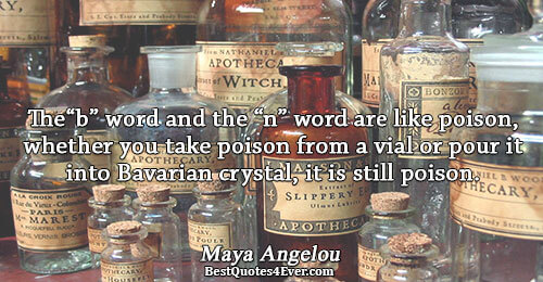 The“b” word and the “n” word are like poison, whether you take poison from a vial