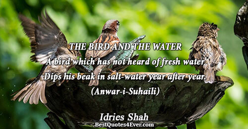 THE BIRD AND THE WATER A bird which has not heard of fresh water Dips his