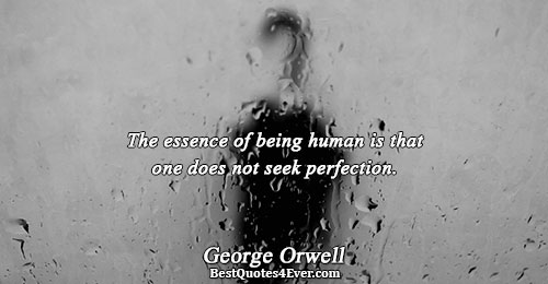 The essence of being human is that one does not seek perfection.. George Orwell 