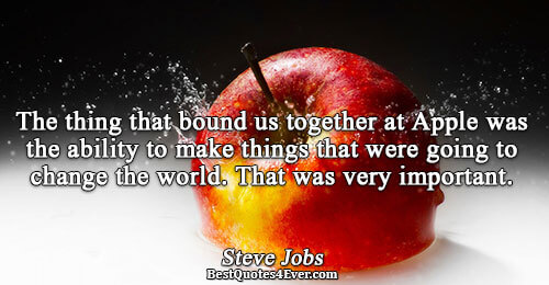 The thing that bound us together at Apple was the ability to make things that were