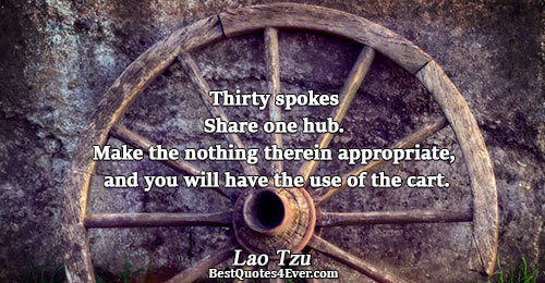 Thirty spokes Share one hub. Make the nothing therein appropriate, and you will have the use