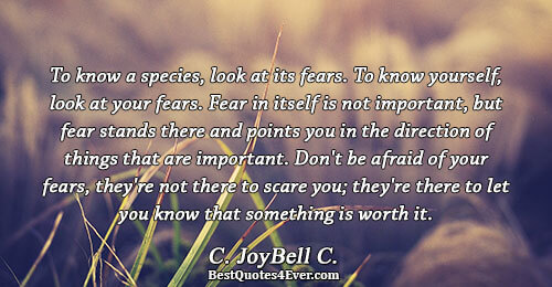 To know a species, look at its fears. To know yourself, look at your fears. Fear